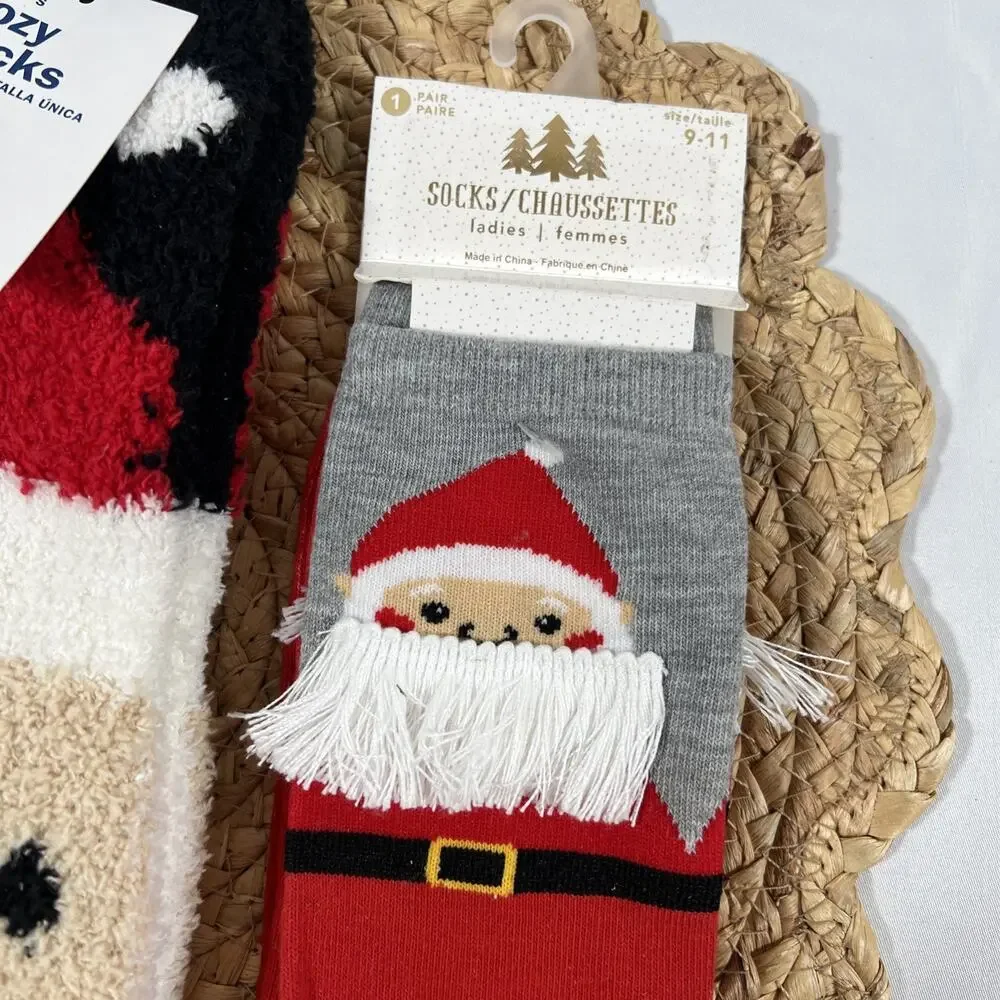 Lot of 3 Christmas Santa Snowman Socks Old Navy Legale Gertex Women’s